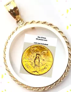 GOLd Bezel 50 pesos pendant 14k mexic moneda centenario coin frame bisel SOLID - Picture 1 of 14