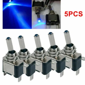 5 12V 20A Blue LED Light Toggle Rocker Switch Control ON/OFF Marine Car Boat ATV - Picture 1 of 9