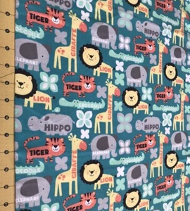 Zoo Animals With Words 35” X 42” Flannel Fabric #1987 - Picture 1 of 1