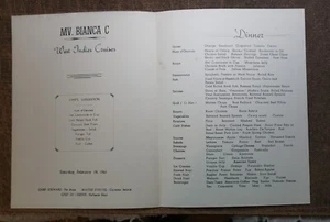 Cruceros por las Indias Occidentales 1961 menú de cena barco MV. BIANCA (PINTURA ARTISTA ITALIANO) - Imagen 1 de 7