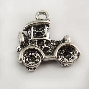 10 PIECE LOT!! SILVER TONE ANTIQUE AUTO CHARM/PENDANTS (2M485) - Picture 1 of 2