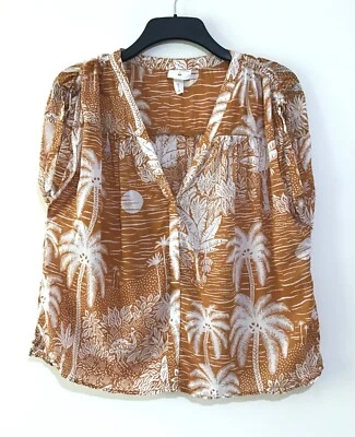 Desmond Dempsey X H&M Orange Sun Set V-Neck Sleeveless Cap Sleeve Top In Medium - Image 1 of 4