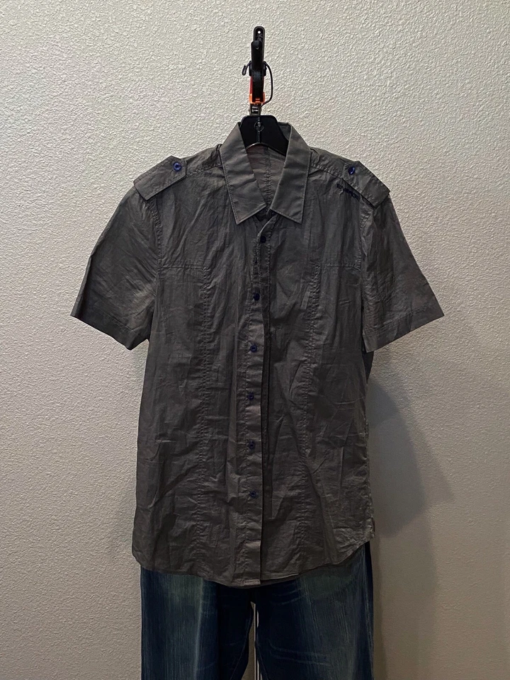 Energie Italy Grayish SHORT SLEEVE BUTTON UP SHIRT Small S  - Image 1 of 4