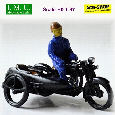 Motocicletta Con Carrello Anni '50 Nera H0 1:87 I.M.U. 09913 - Immagine 1 di 4