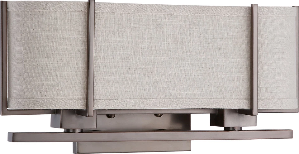 Nuvo Portia 2 Light LED Hazel Bronze And Khaki Fabric Shade Wall Sconce $215 - Image 1 of 1
