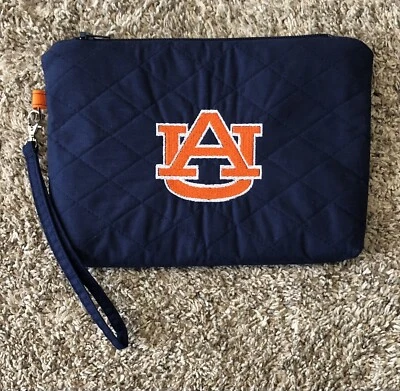 Auburn Tigers Quilted Zip-Up Wristlet Carry Pouch Purse 8.5 X 6.25 - Image 1 of 3