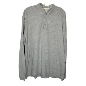Perry Ellis Men's Large Gray 1/4 Button Cotton Long Sleeve READ - Picture 1 of 6