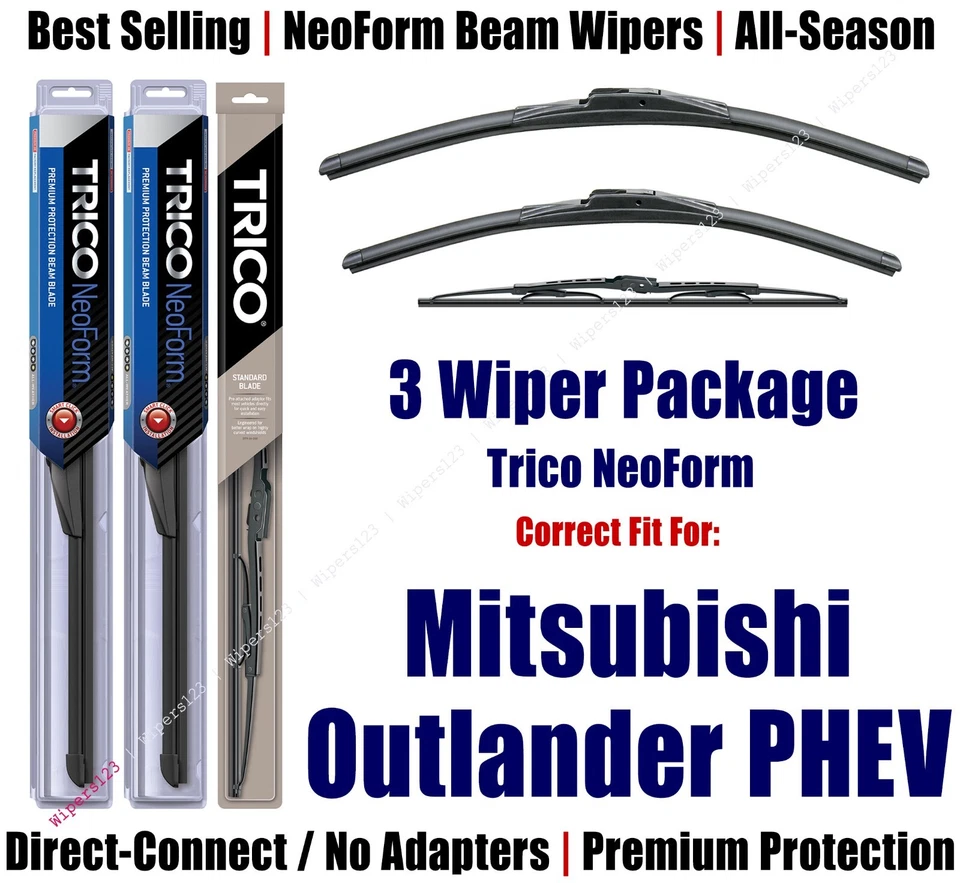 3-Pack Wipers Front & Rear NeoForm 2018+ Mitsubishi Outlander  16260/180/12B - Изображение 1 из 1