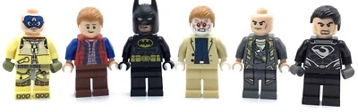 LEGO LOT OF 6 SUPER HERO MINIFIGURES BATMAN BLACK SUPERMAN PETER PARKER MIX - Image 1 of 2