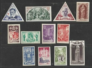 MONACO 1951 ANNO SANTO COMPLETE SET IMPERF SCOTT # 262-273 VERY LIGHT HINGE VF - Picture 1 of 2
