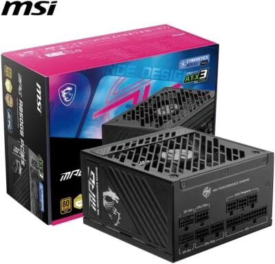 MSI 1000W ATX 3.1 PSU Full Modular 80 Plus Gold Certified ATX MPG A1000GS PCIE5 - Image 1 of 4