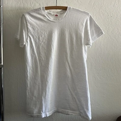 Vintage 60s 70s Hanes White T Shirt Size M - Image 1 of 4