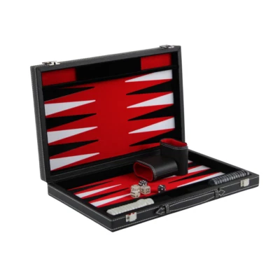 Royal Red Leather Backgammon Set 15 Inch - Image 1 of 4
