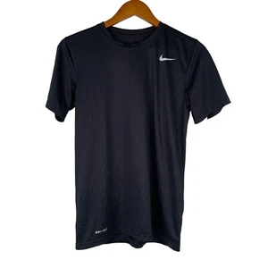 The Nike Tee Dri Fit Shirt Boys Size Small Crew Neck Short Sleeve Fitted Black - Picture 1 of 8
