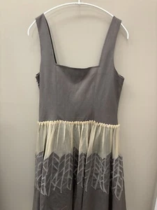 badgley mischka dress size 10 Linen Silk Taupe Imperfections See Pics - Picture 1 of 10