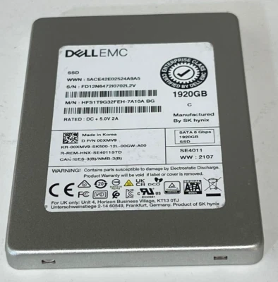 Dell 1.92TB SATA 6Gb/s RI 2.5” SSD Solid State Drive 0XMV9 HFS1T9G32FEH - Image 1 of 2