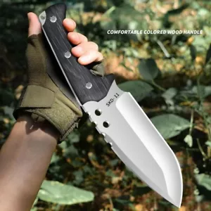 Coltello a goccia lama fissa caccia sopravvivenza campeggio tattico SKD-11 acciaio legno - Foto 1 di 24
