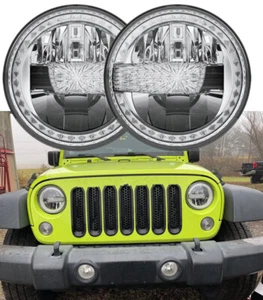 E Numebr Paar 7 Inch 45W LED Scheinwerfer DRL Für Jeep Wrangler JK JKU TJ LJ CJ - Bild 1 von 12