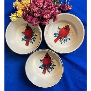 Lenox Wintergrüße Dip Servierschalen (3) 4,5x2,5" Cardinal Neu ohne Box - Bild 1 von 9