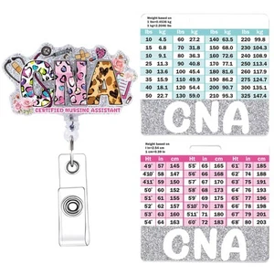 CNA Badge Reel Retractable - Nurse Badge Reel with Badge Buddy Card Glitter C... - Picture 1 of 6