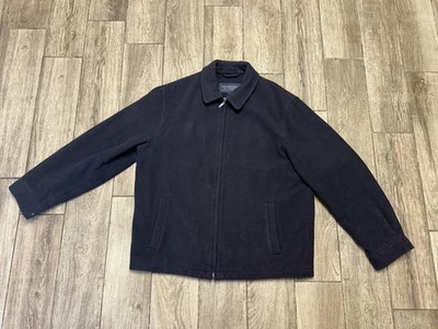 Roundtree & Yorke Jacket Mens Large Black Wool Blend Zip Front Coat - Image 1 of 4