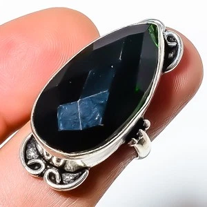 Anillo de joyería enchapado en plata con piedras preciosas de Brasil de ónix negro natural s.7 TR7508-704 Foto 1 de 3