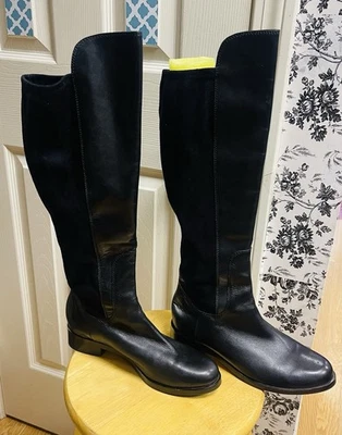 COLE HAAN WOMEN'S Riding STRETCH TALL KNEE-HIGH BOOT BLACK-LEATHER SIZE 8 - Image 1 of 4