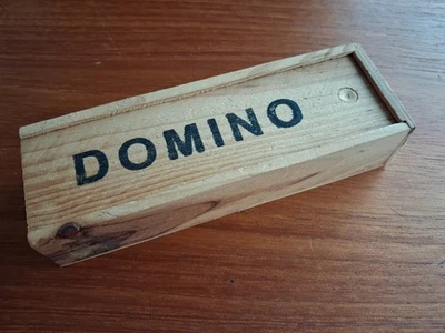 vintage Wooden Box With A Full Set Of Dominoes, sliding lid - Image 1 of 4