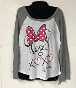 Walt Disney Minnie Mouse XOXO Junior’s Sleepwear Top Long Sleeve Size Small NWT - Picture 1 of 6