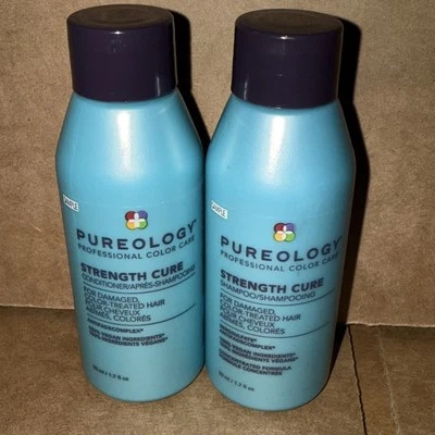 PUREOLOGY STRENGTH CURE SHAMPOO & CONDITIONER TRAVEL SIZE SET / NEW 2024 BOTTLES - Image 1 of 3