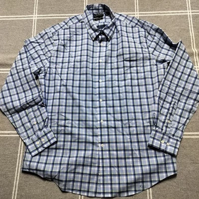 Lauren Ralph Lauren Men's 17 36/36 Blue Plaid Regular Fit Black Label Button Up - Image 1 of 4