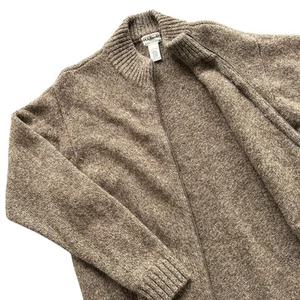 Cardigan maglione vintage LL Bean lana Shetland full zip marrone uomo grande - Foto 1 di 13