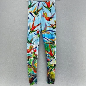 Leggings Colibrí Leche Negra XS Estampado de Pájaro Colorido Rave Festival Artcore - Imagen 1 de 6