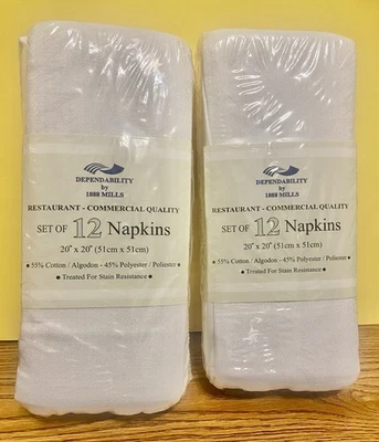 24 Restaurant Napkins 20"X20" Cotton / Polyester White Commercial Quality New - Image 1 of 2