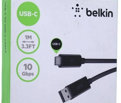 3 Pack! BELKIN USB-C to USB-A  USB 3.1 10gigabit Cable  (3.3ft)  - Image 1 of 4