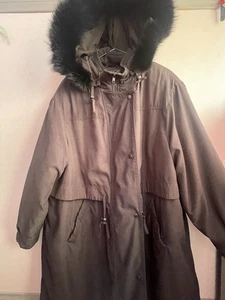 Vintage Forecaster of Boston Coat 2X black Trench Parka removable Hood faux fur - Picture 1 of 8