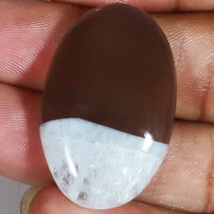 Untreated Ice Solar Quartz Oval Cabochon Loose Gemstone 50.40 Ct 21x34x7 mm UT70 - Picture 1 of 6