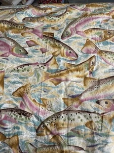 6.25 yds ROBERT KAUFMAN FISHING MOTIF FABRIC 100% COTTON - Picture 1 of 2