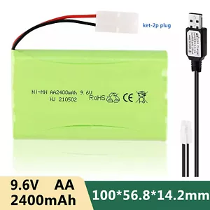 9.6v 2400mAh Ni-MH Rechargeable Battery Pack KET 2P Connector for RC Car Truck - Picture 1 of 9