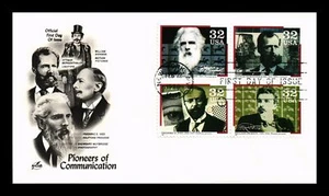US COVER PIONEERS OF COMMUNICATION FIRST DAY ISSUE SETENANT ARTCRAFT - Picture 1 of 2