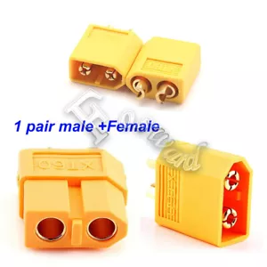 2 Pin In Line Coupler Heavy Duty 80 Amp Power Connector Yellow Cord Grips 1 Pair - Picture 1 of 2