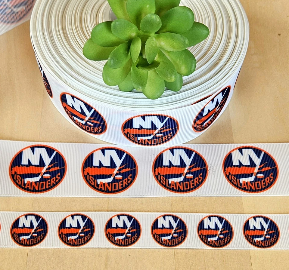 Cinta de grosgrain de hockey de 7/8 y 1,5 (1 año) New York Islanders Foto 1 de 1