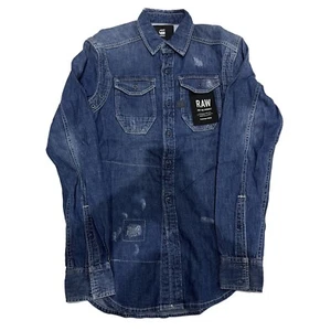 G-STAR Men's Dk Aged Restored Blue Wolker Shirt L/S RRP £60 - Picture 1 of 3