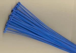 100 11" Inch Long 50# Pound BLUE Nylon Cable Zip Ties Ty Wrap MADE IN THE USA - Picture 1 of 1