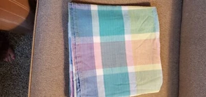 Vintage Madras Pastell karierte Baumwolle Tischdecke 48""x 48"" handgewebt - Bild 1 von 11