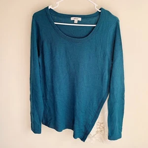 Kensie Teal Blue Green Lace Asymmetric Hem Pullover Sweater Size Small NWT - Picture 1 of 6