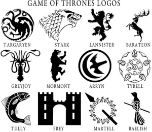 Game of Thrones Logos Vinyl Decal Stickers Stark Targaryen Symbols USA Seller - Picture 1 of 17