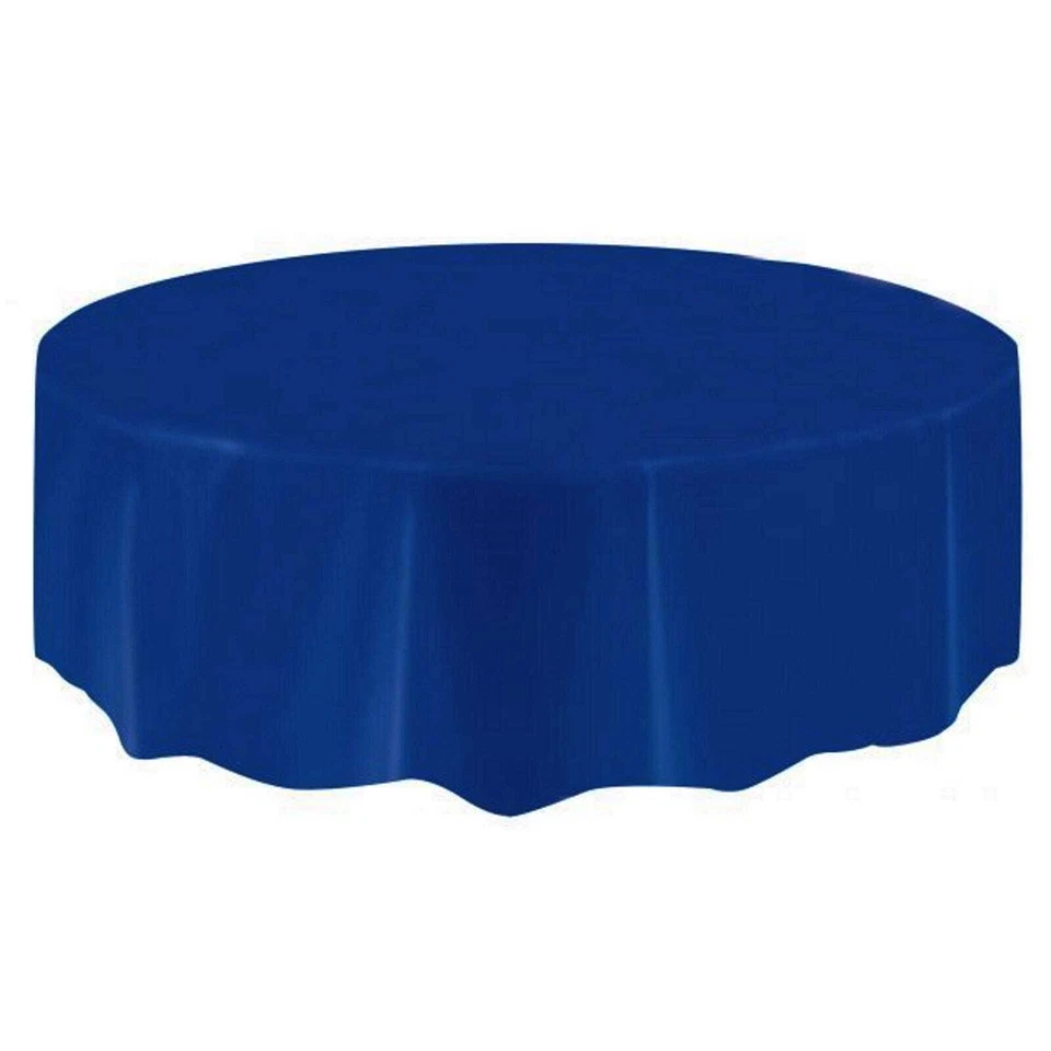 True Navy Blue Round Plastic Tablecloth Tablecover Table Cover  Party Wedding - image 1 of 1