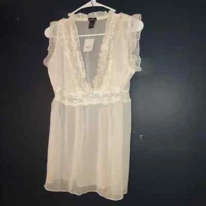 Top de encaje transparente Rue 21 nuevo con etiquetas talla L capa romántica - Imagen 1 de 8