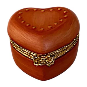 GOEBEL porcelain heart shaped ring trinket box orange hinged - Picture 1 of 4